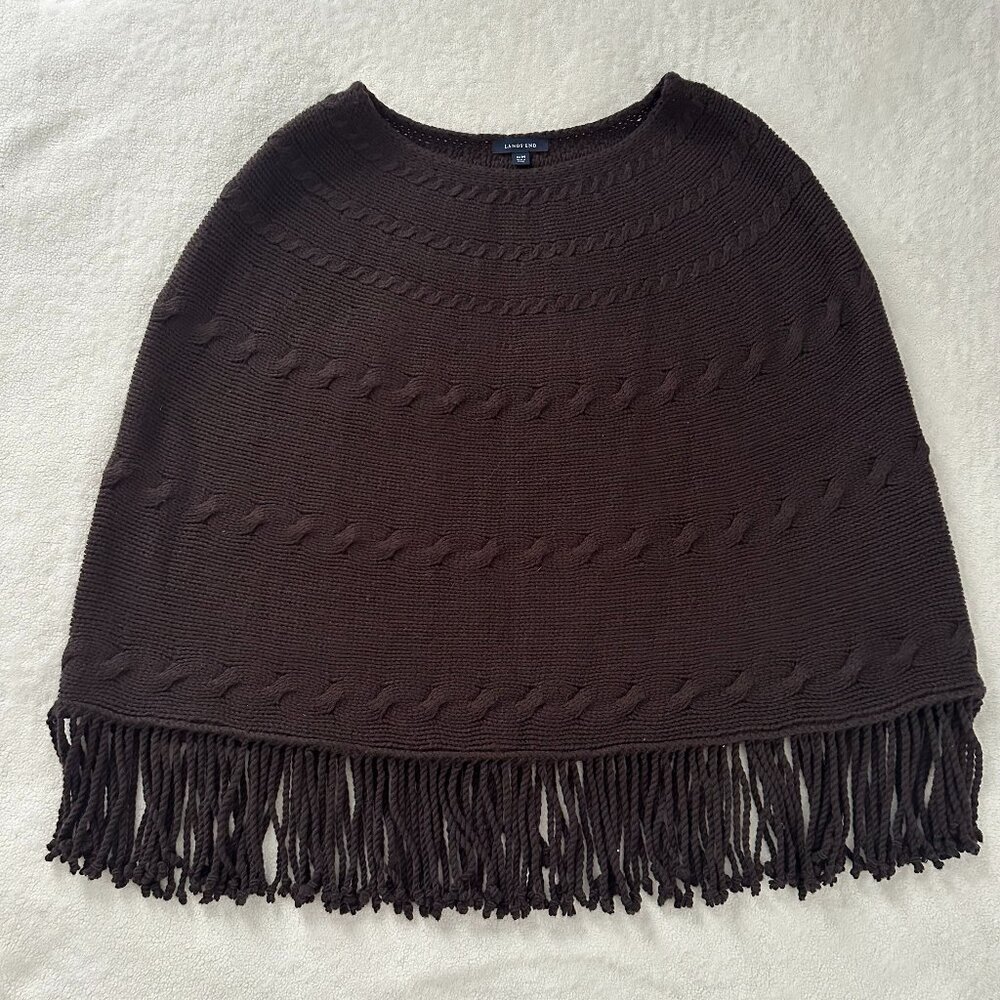 Lands' End Dark Brown Wool-Blend Poncho